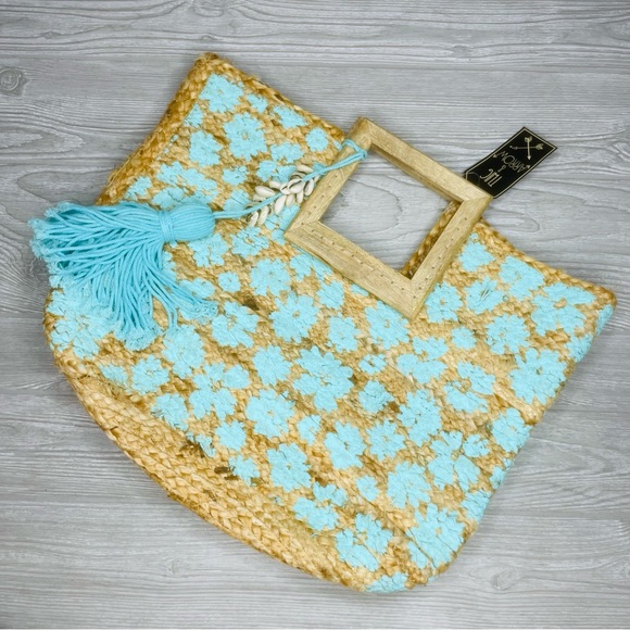 Twig and Arrow Woven Jute Oversized Handbag beach bag purse tote New With Tags - Picture 3 of 10